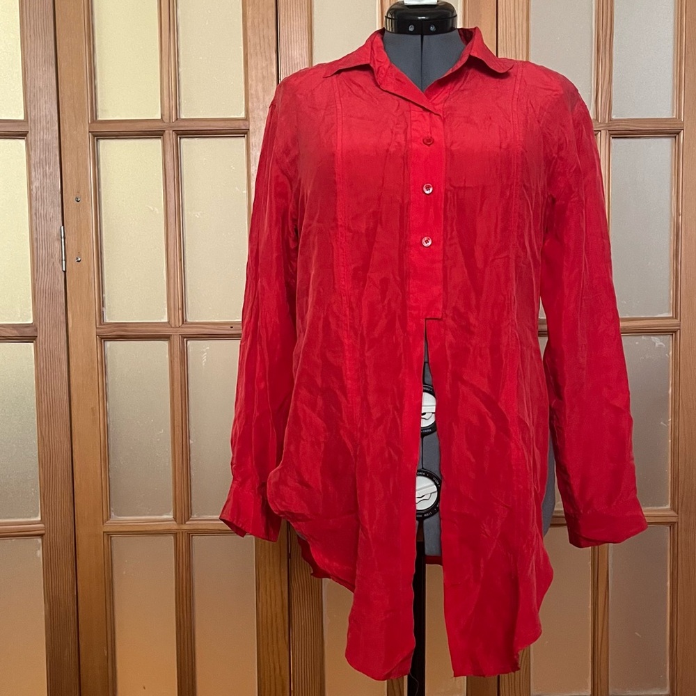 Vintage Silk Red Blouse